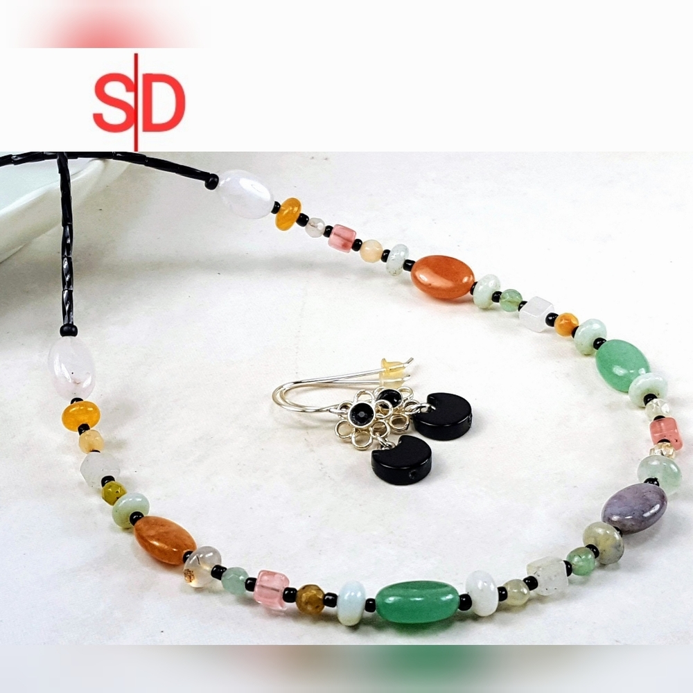 Multi Agate and Sterling Necklace